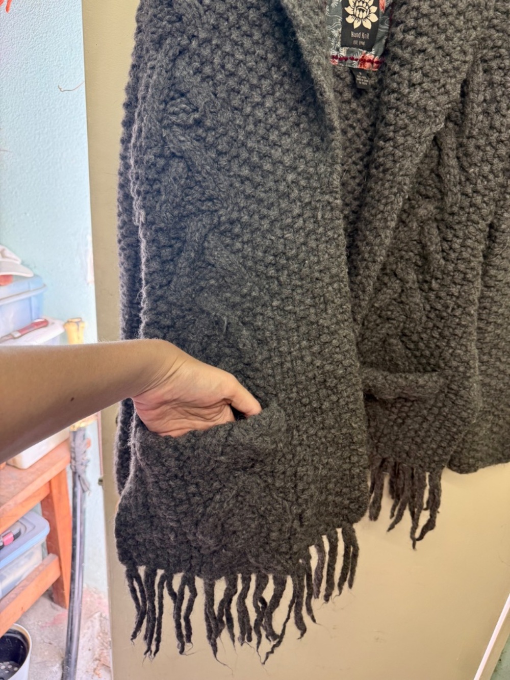 Lucky Brand Charcoal Gray Wool Knit Cardigan Sweater - Picture 4 of 7